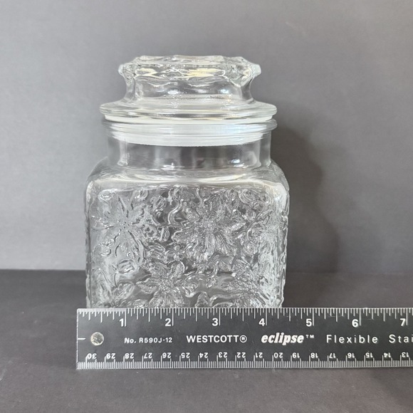 VTG Princess House Med Apothecary Jar W Starburst Lid Textured Clear Glass‎ - Picture 7 of 7